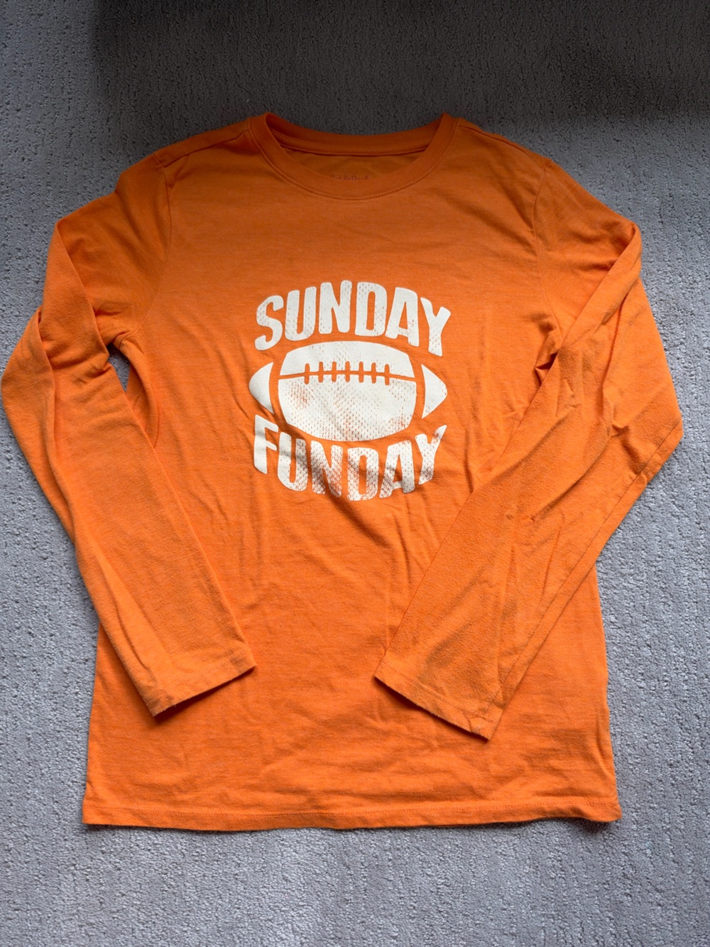 Cat & Jack Orange "Sunday Funday" Long-Sleeve Tee